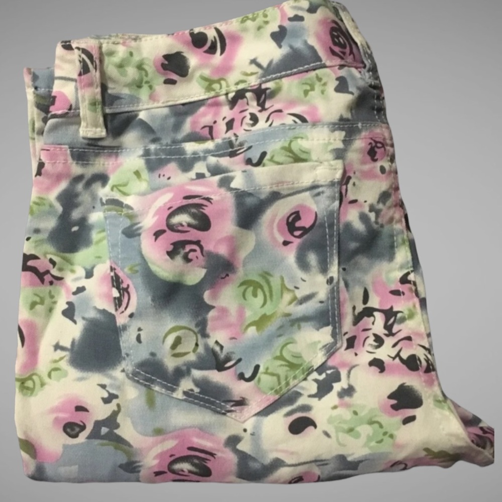 Boom Boom Blue Pink Floral Print Skinny Jeans - Picture 5 of 9